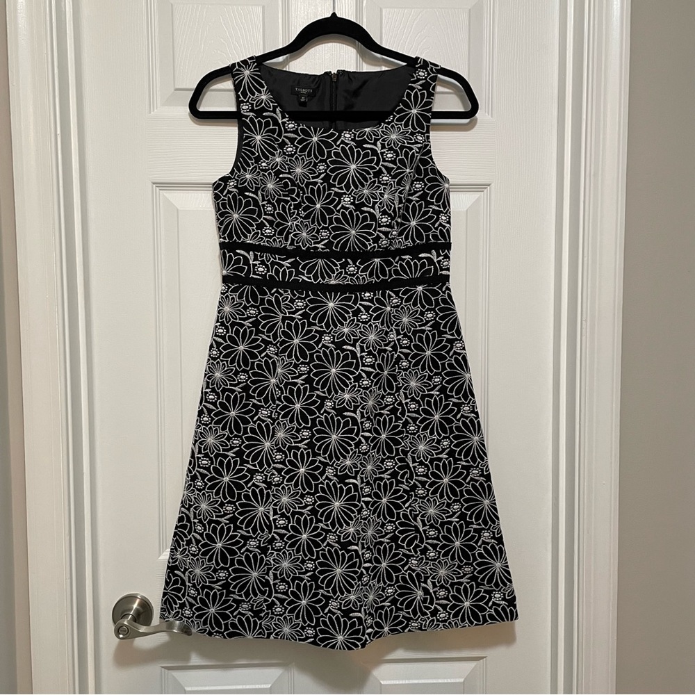 Talbots Black & White Floral Dress